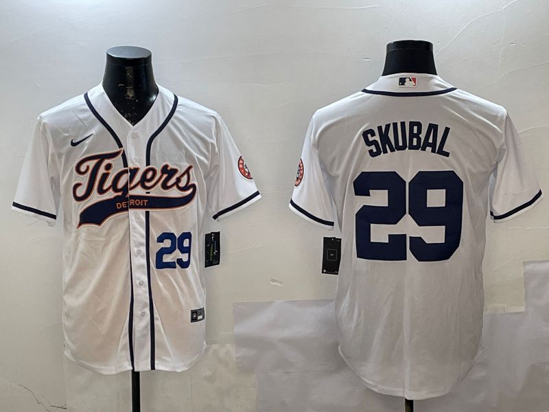 Men Detroit Tigers #29 Skubal White Joint Name 2025 Nike MLB Jersey style 2->detroit tigers->MLB Jersey